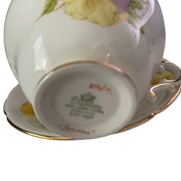 Stanley, Pansies, teacup and saucer, bone China, made in England. - Picture 4 of 4